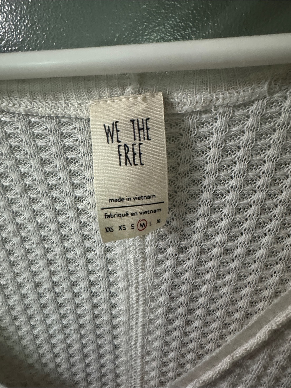 We The Free Ivory Waffle Knit V-Neck Top Oatmeal Heather NWT - Picture 2 of 7